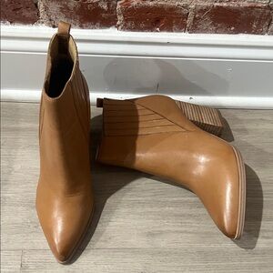 Marc Fisher Leather Cognac Alva Ankle Boots, Size 9, New Without Tags